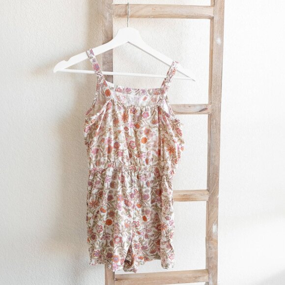 Old Navy Girls XL 14-16 Floral Romper Linen Blend Match the Fam Wallflower Print - Picture 7 of 8